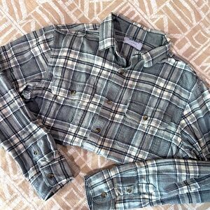 Lightly worn light gray old navy button down flannel